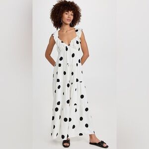 English Factory Black and White Polka Dot Maxi Dress Size M